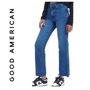 NWT Good American Good Curve Straight Crossover Jeans In Indigo 125, Size 14